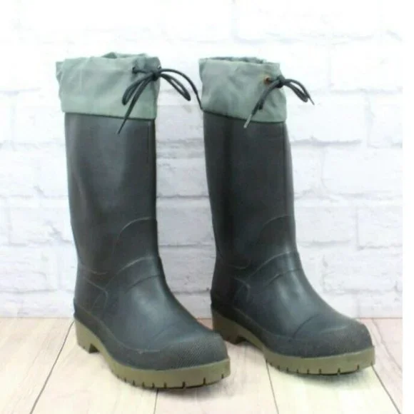 LL Bean Black Rubber Mid Calf Waterproof Insulated Winter Boots Size 6 - Picture 3 of 11